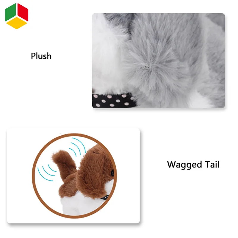 QS Wholesale Gift Toy Educational Cute Wag Tail Interactive Soft Stuffed Animal Walking Electric Plush Pet Dog Toys For Kids