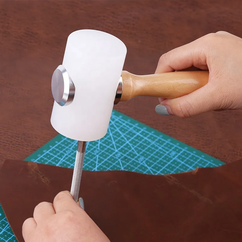DIY Wooden Handle Nylon Hammer Leather Carving  Hammer Craft  Tools