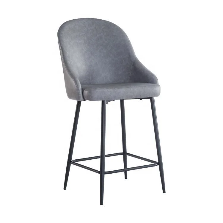 Hot Sell Modern Nordic Style Bar Stools Iron Metal Frame Dining Chairs With PU Leather