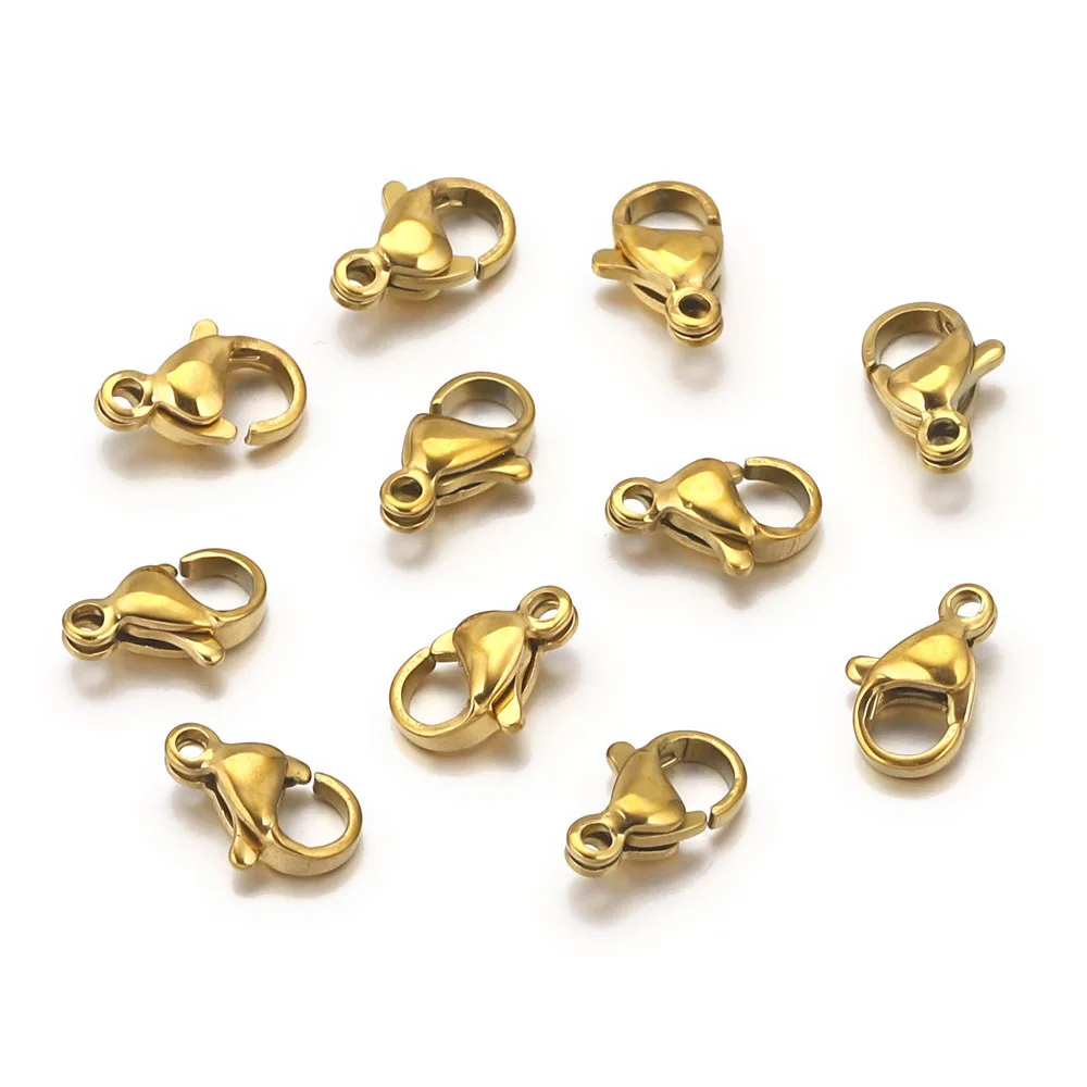 Manna 9/10/11/12/15mm Gold Plated Stainless Steel Lobster Clasp Connectors Clasp For Necklace Chains DIY Jewelry Making