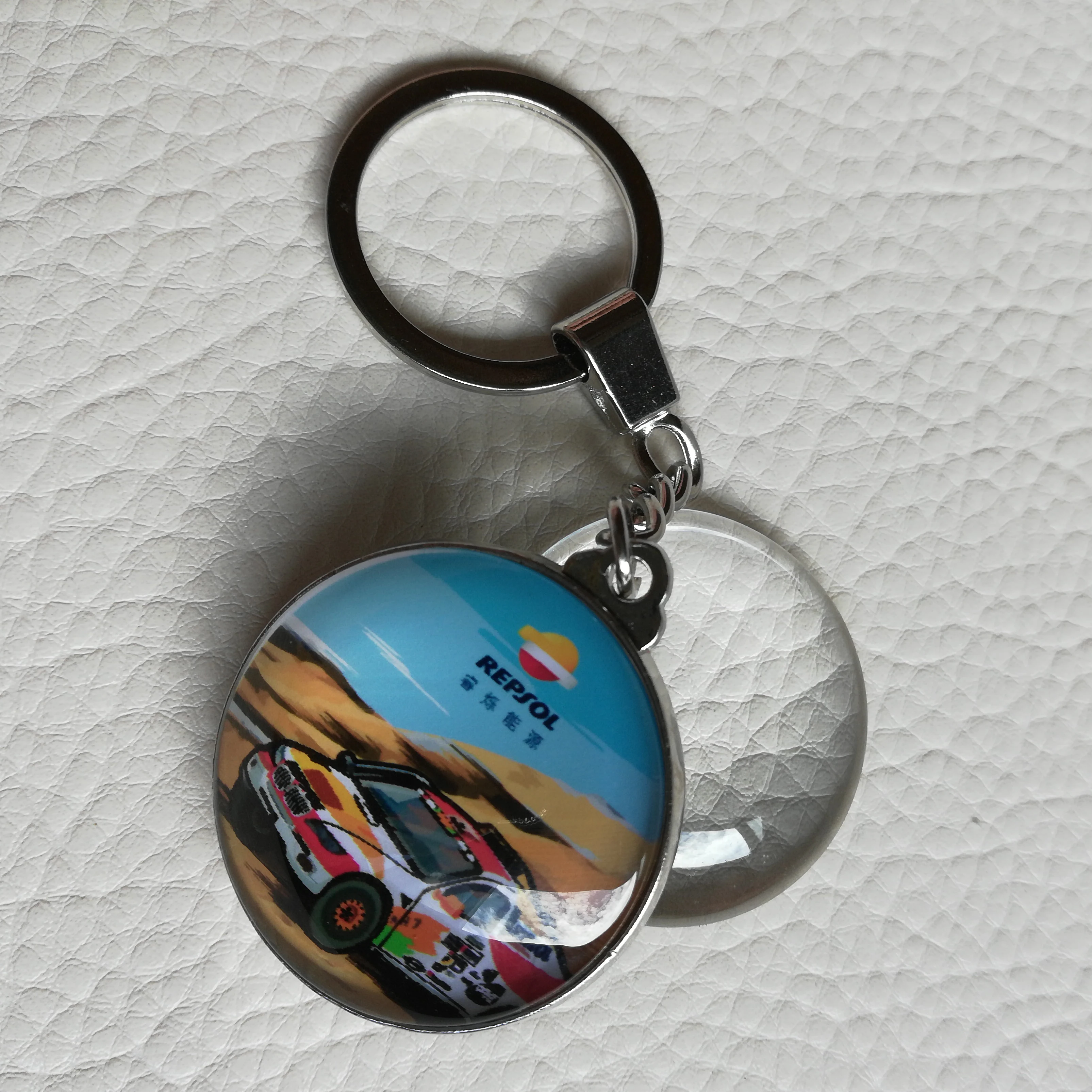 New products wholesale factory custom best quality crystal round double side glass keychain