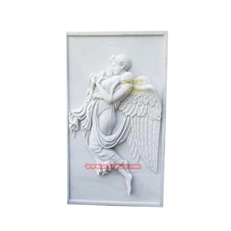 Stone mural painting Marble Angels and babies statue Wall Art Decorative design Relief Sculpture