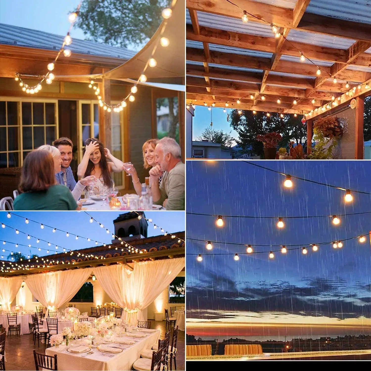 ENRICH Solar powered LED G40 globe string light patio outdoor LED strand 25ft long