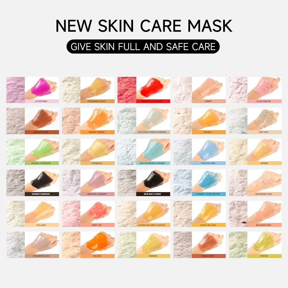 JMFREE OEM/ODM Jelly Mask Powder Beauty Salon SPA Skin Care Whitening Rose Collagen Peel Off DIY Rubber Facial Jelly Mask