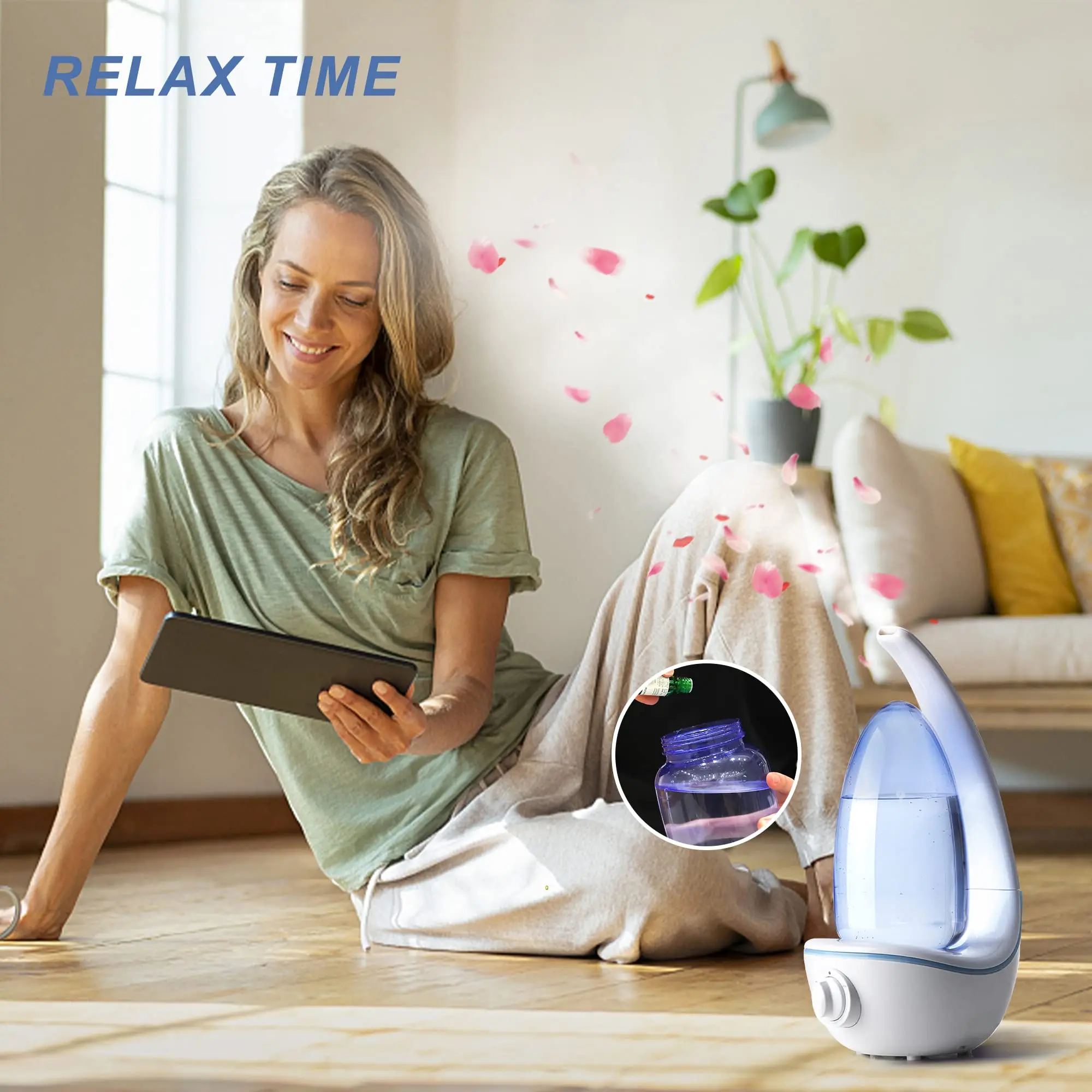 GEMEO 2000ML Odm Oem Mini Black Led Blue Color Aroma Essential Oil Air H2o Cool Mist Moon Bottle Humidifier In Cars