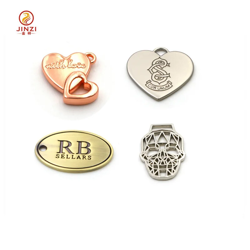 New design personalized metal luggage tag plated gold custom logo metal clothing label