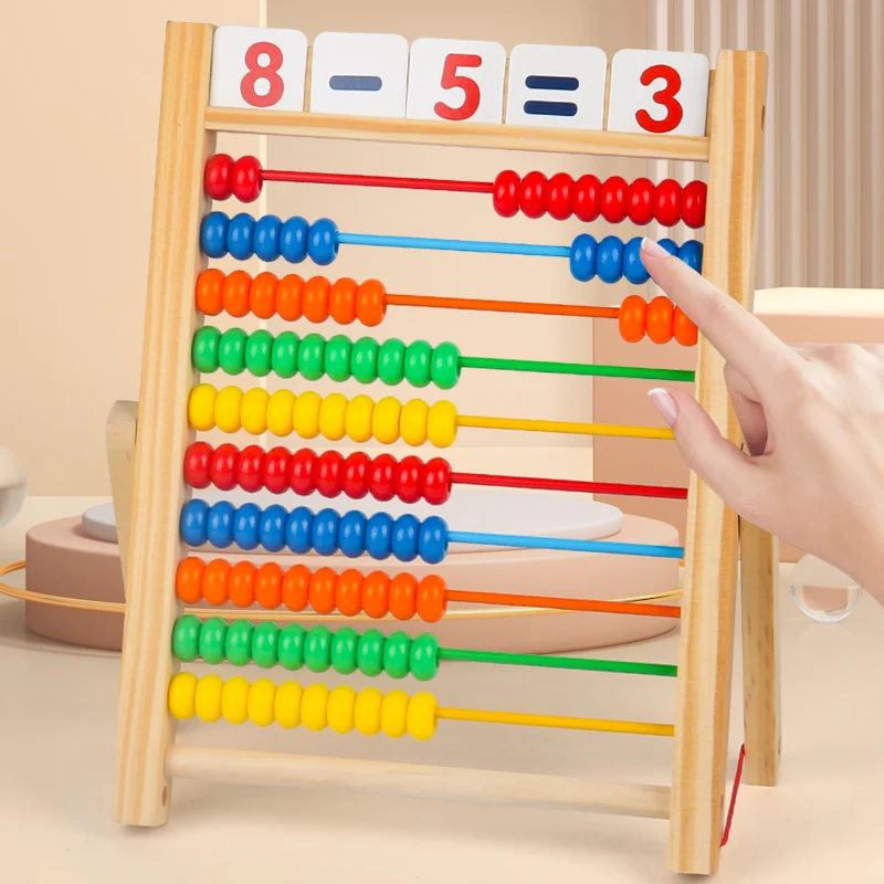 Factory wholesale Preschool Learning Calculation Frame With Wooden Abacus Counting Beads And Math Skill Development