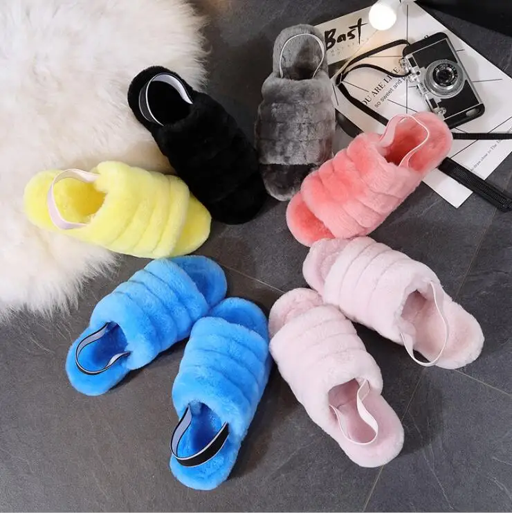Женские тапочки chinelo 2020, оптовая продажа, новый дизайн, домашние тапочки из овечьей шкуры для спальни, сланцы из натуральной шерсти, женские пушистые Тапочки