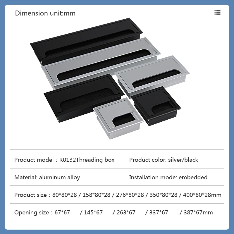 Flip Cable Manager Office Desk Table Wire Cord Management Furniture Sockets Grommets Hole Covers Box Organizer