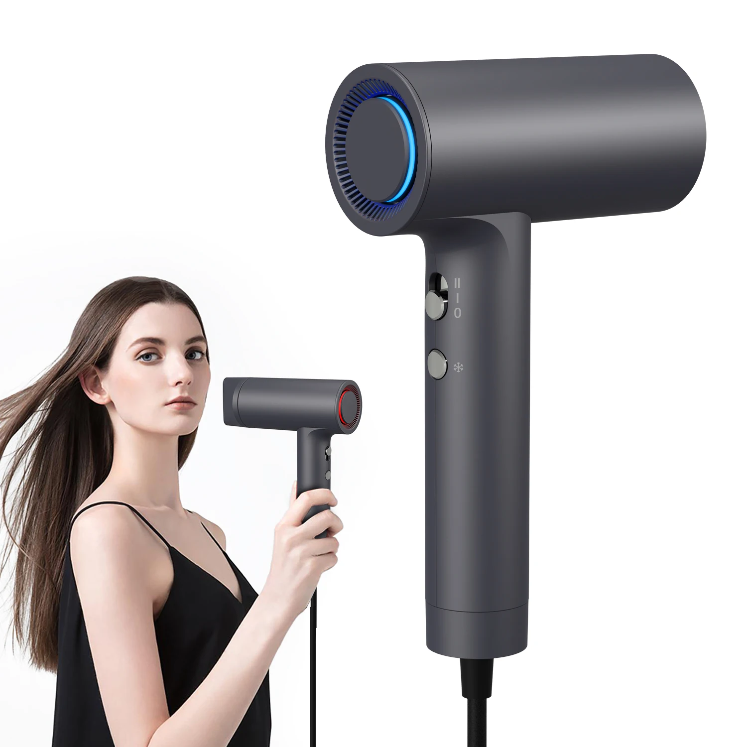 BLDC Light-weight Powerful Brush-less 110000RPM Leafless High Speed Motor Blow Hair Dryer Electric Two layer Magnet Cool Shot
