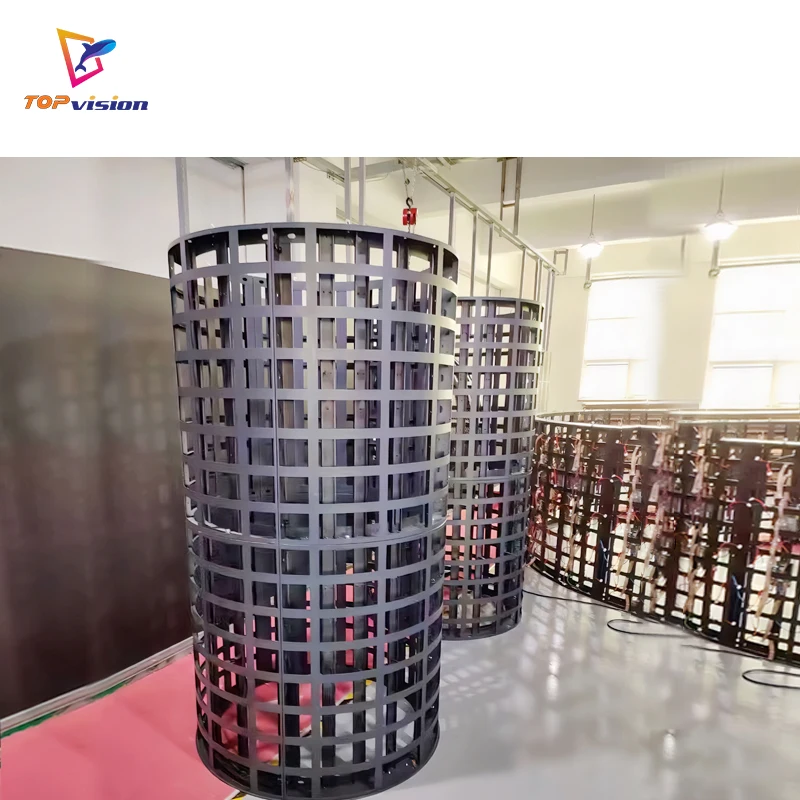 TOPvision 360° Degree Advertising Round Column Circular Curved Circle Cylinder Panel Billboard Soft Flexible Led Screen Display