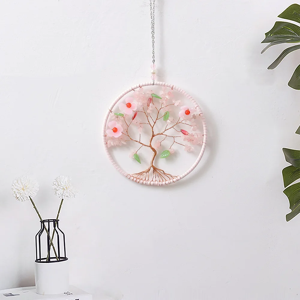 Natural Amethyst Tree Of Life Wire Wrap Gemstone Raw Reiki Healing Crystal Chakra Wall Hanging Ornament