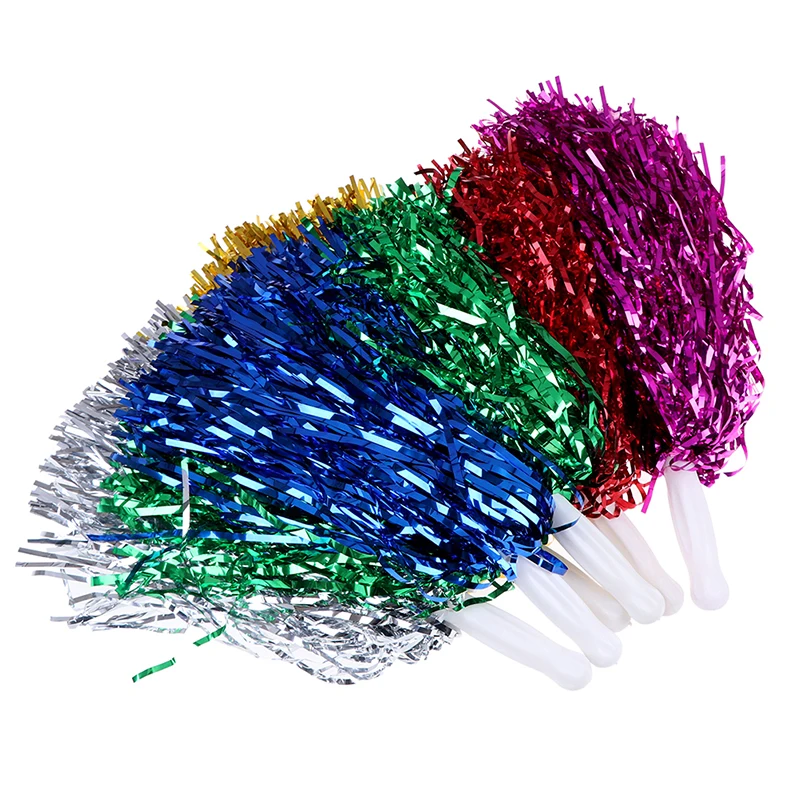Handheld metallic cheerleading heat transfers cheerleading pom poms