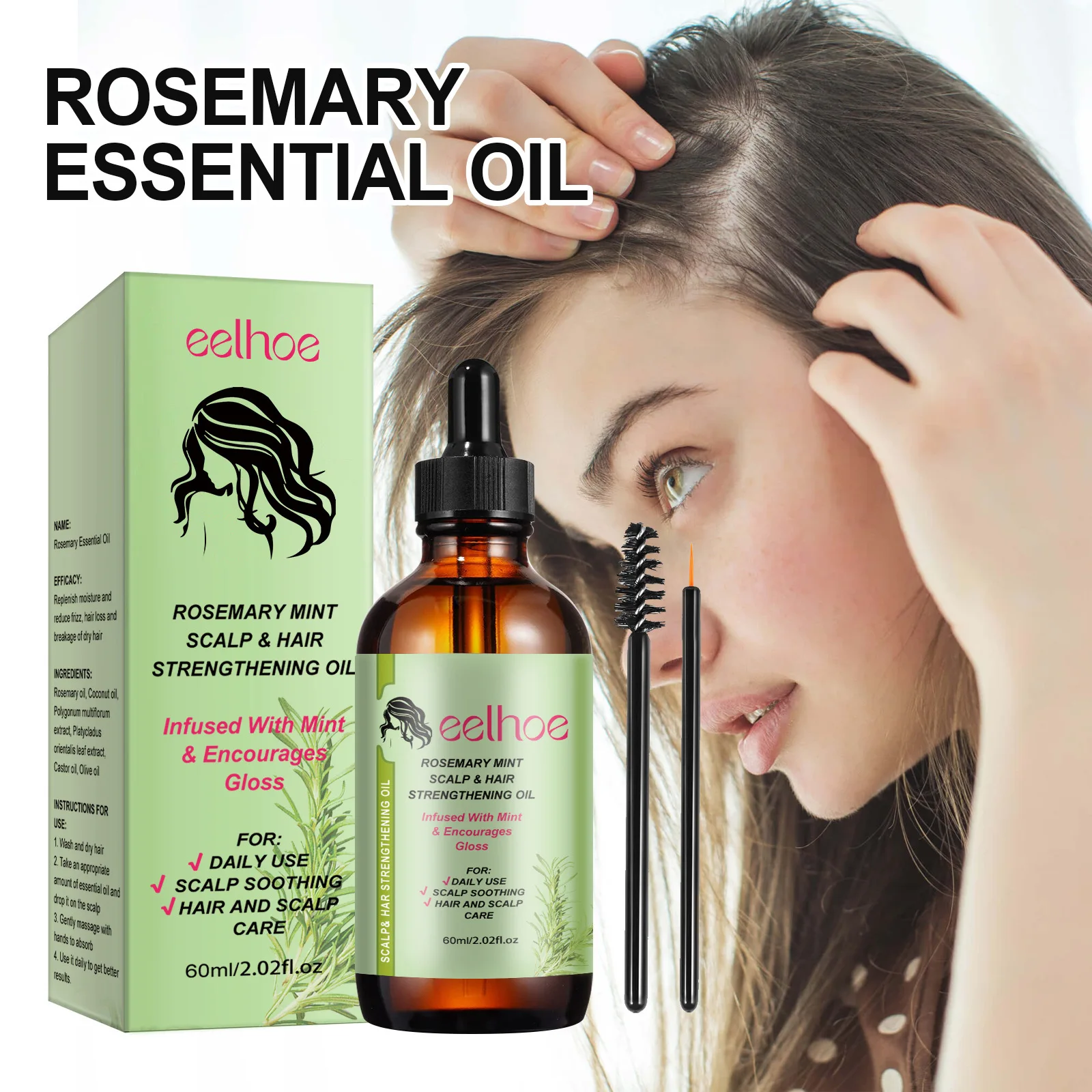 Hot Sell Rosemary Hair Care products Promote Hair Growth Nourishing Saver Relieve Scalp Tension  Mint Scalp best hair oil
