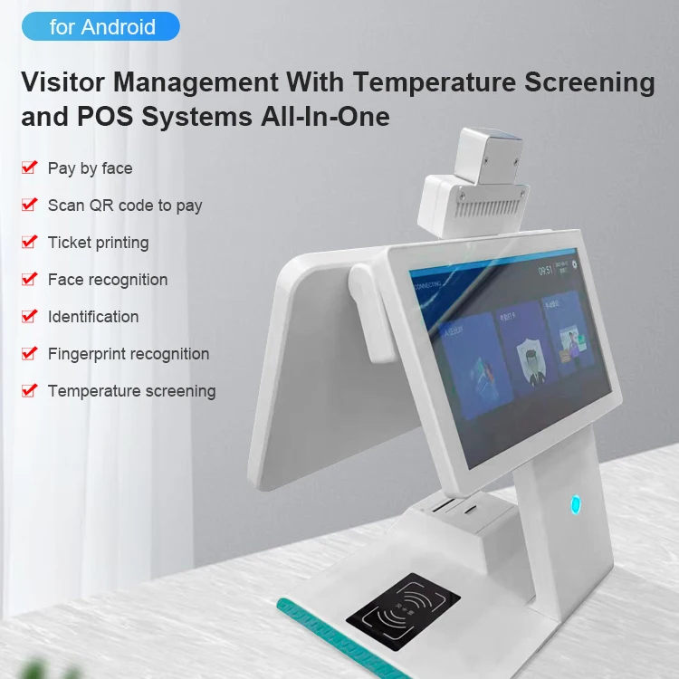 New Arrival 13.3 inch Dual screen touch Android POS System Temperature Screening Device access control visitor management device
