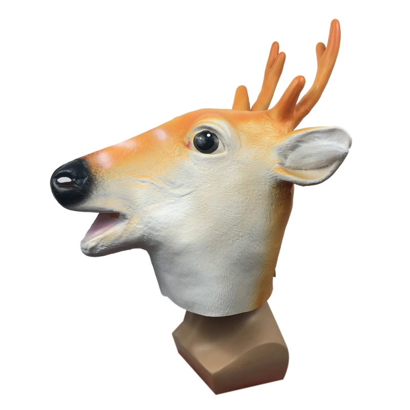 Deer Mask Animal Head Helmet Giraffe Masks Full Over Head Mask Deluxe Costume Party for Christmas Halloween