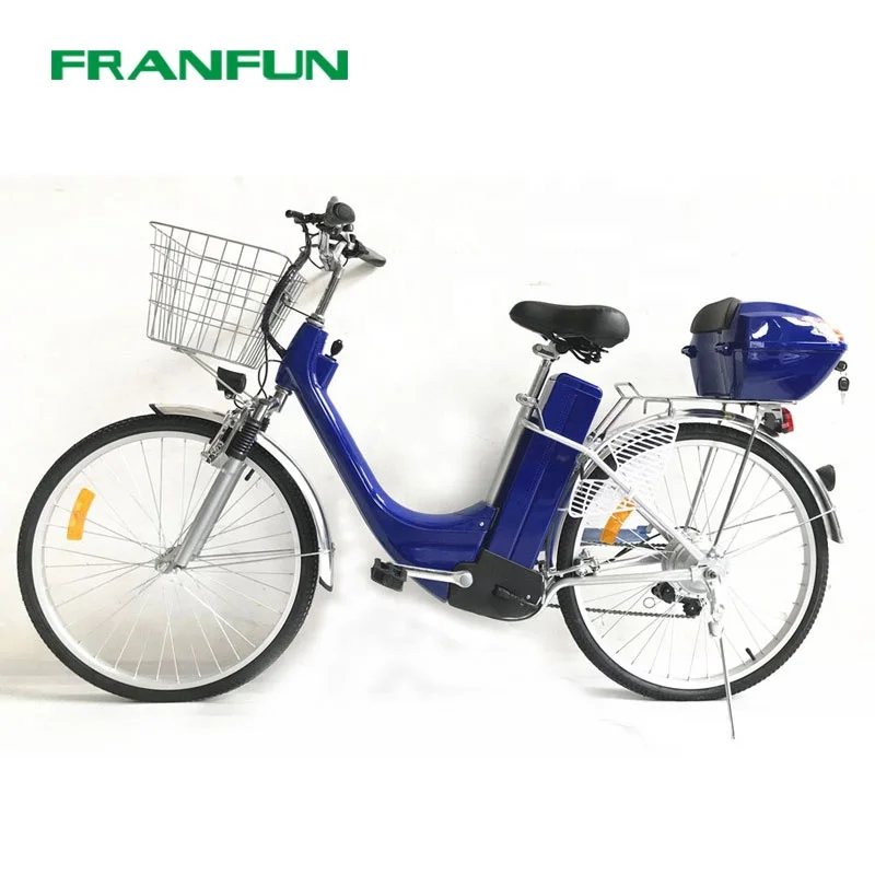 Steel frame 26*1.75 Electric hybrid bike Shimano 6 speed lady city ebike 40km
