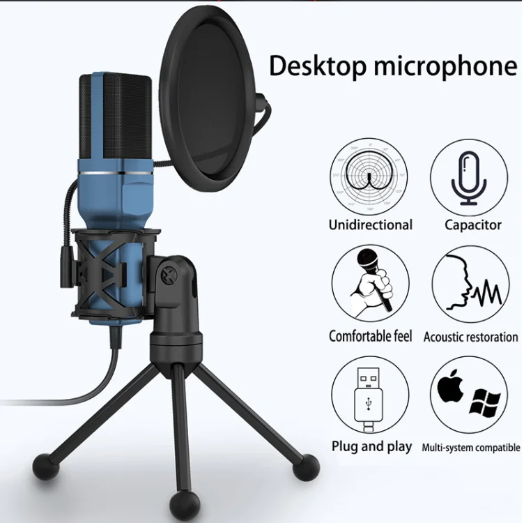Hot selling podcasting streaming wired youtube usb microphone set SF-777