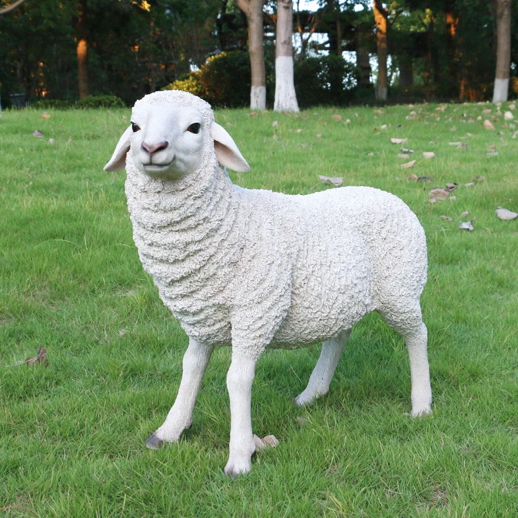 Custom size fiberglass farm animals sheep resin life size, realistic garden fiberglass animal statue life size sheep$