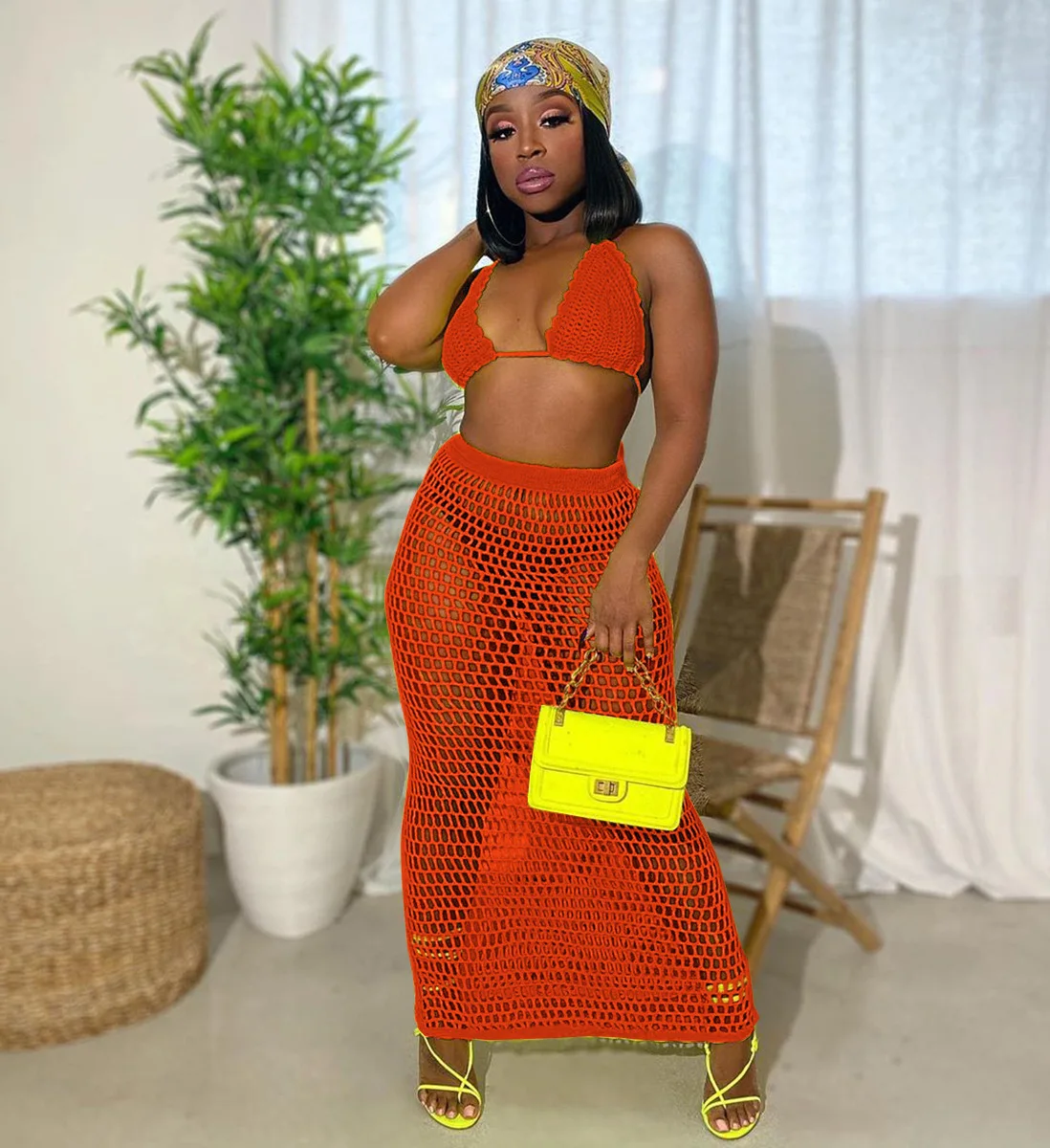 2021 sexy hollow out two pieces sexy beachwear plus size bodycon women mesh plus size swimsuit cover up
