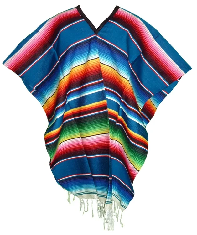 wholesale Assorted party carnival mping  rainbow  Mexican Serape Adult Poncho for sale