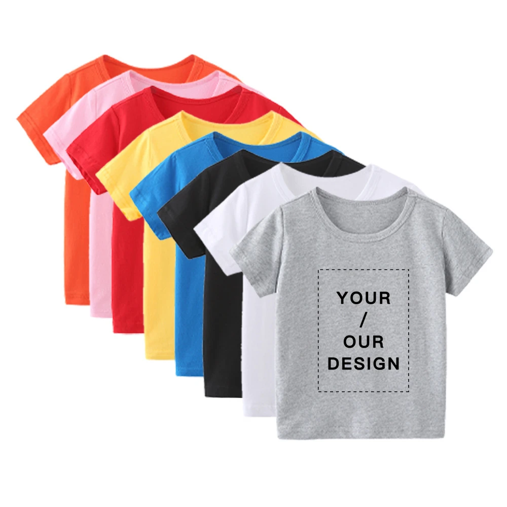 High Quality Wholesale Blank 100% Cotton Children Unisex Tee Short Sleeves Kids T Shirts With Custom Logo