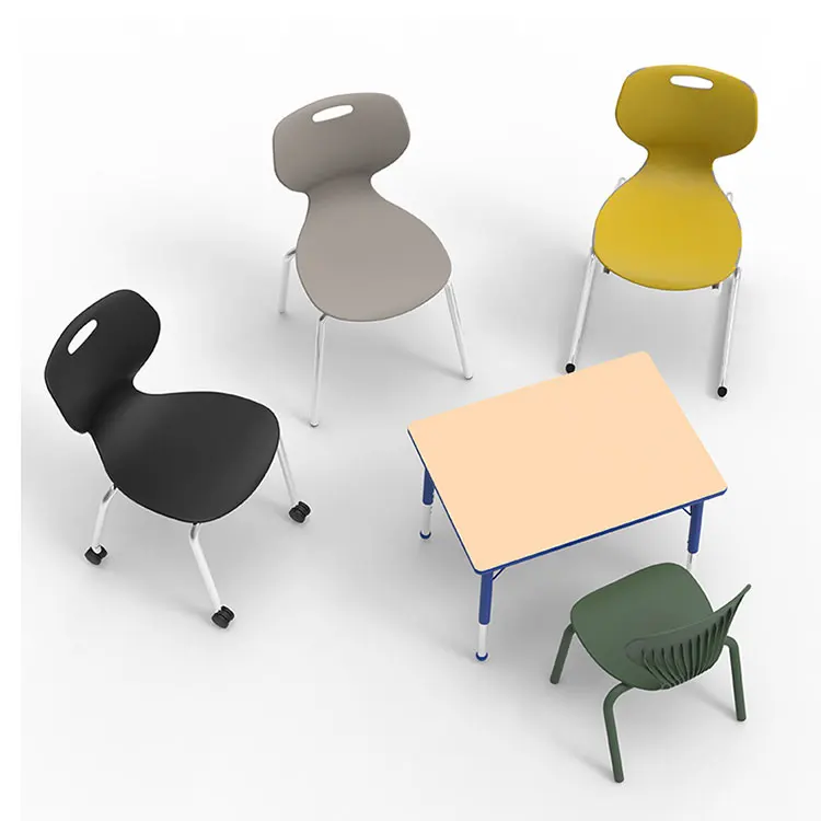 Factory Direct Heavy Duty Plastic School Chairs Armless Grey School Room Chair With Moving Wheels