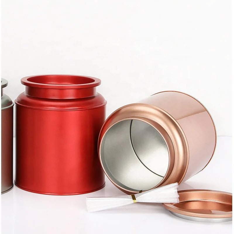 Unique Design Reusable Airtight Lid Tea Tin Can Rose Gold Snack Food Can
