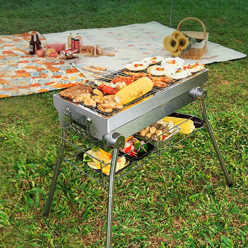 Уличная Портативная Складная печь для барбекю Camel гриль из нержавеющей стали с древесным углем кемпинга