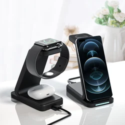 New Arrival 3 in 1 Wireless Charger 15W Fast Mobile Phone Charging Stand Holder For iPhone Wireless Charger