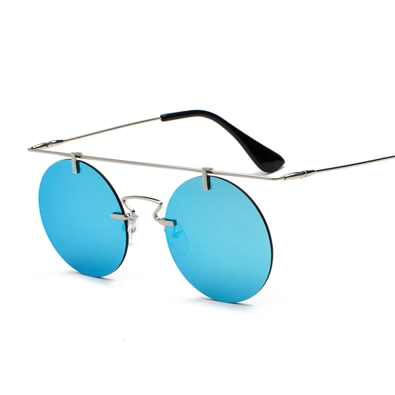 Super hot retro round rimless metal frame women sunglasses men fashion custom logo sun glasses 892