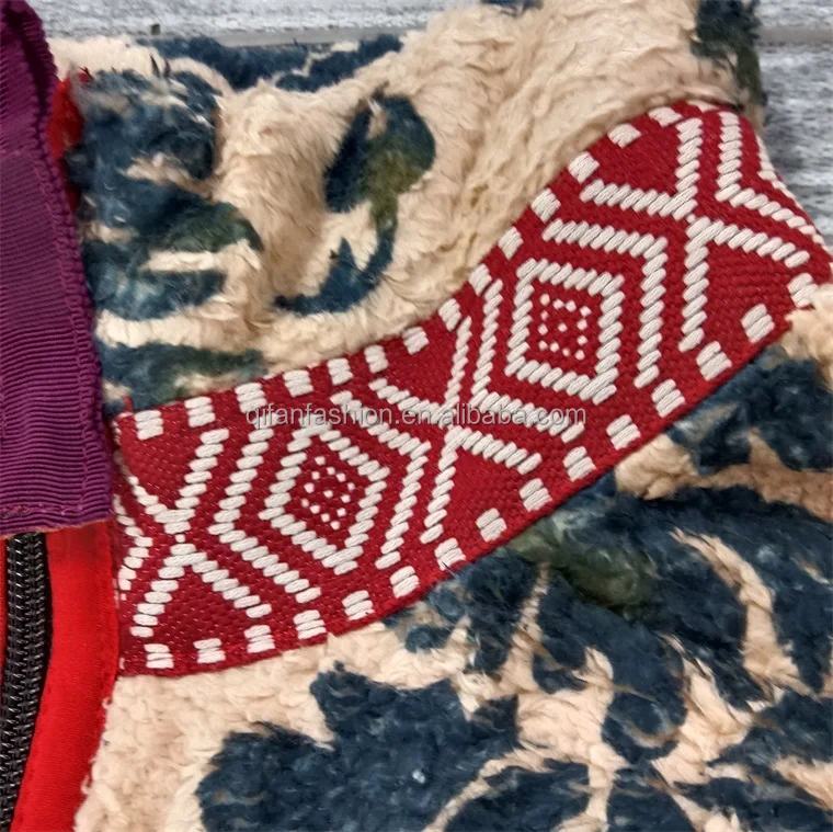 Custom High Collar Full Printing Fully Sherpa Fleece Shearling Jacket for Winter