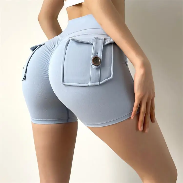 Exercise Pants High Waist High Compression Feels Like Skin Butt Lifting Fitness Pocket Shorts