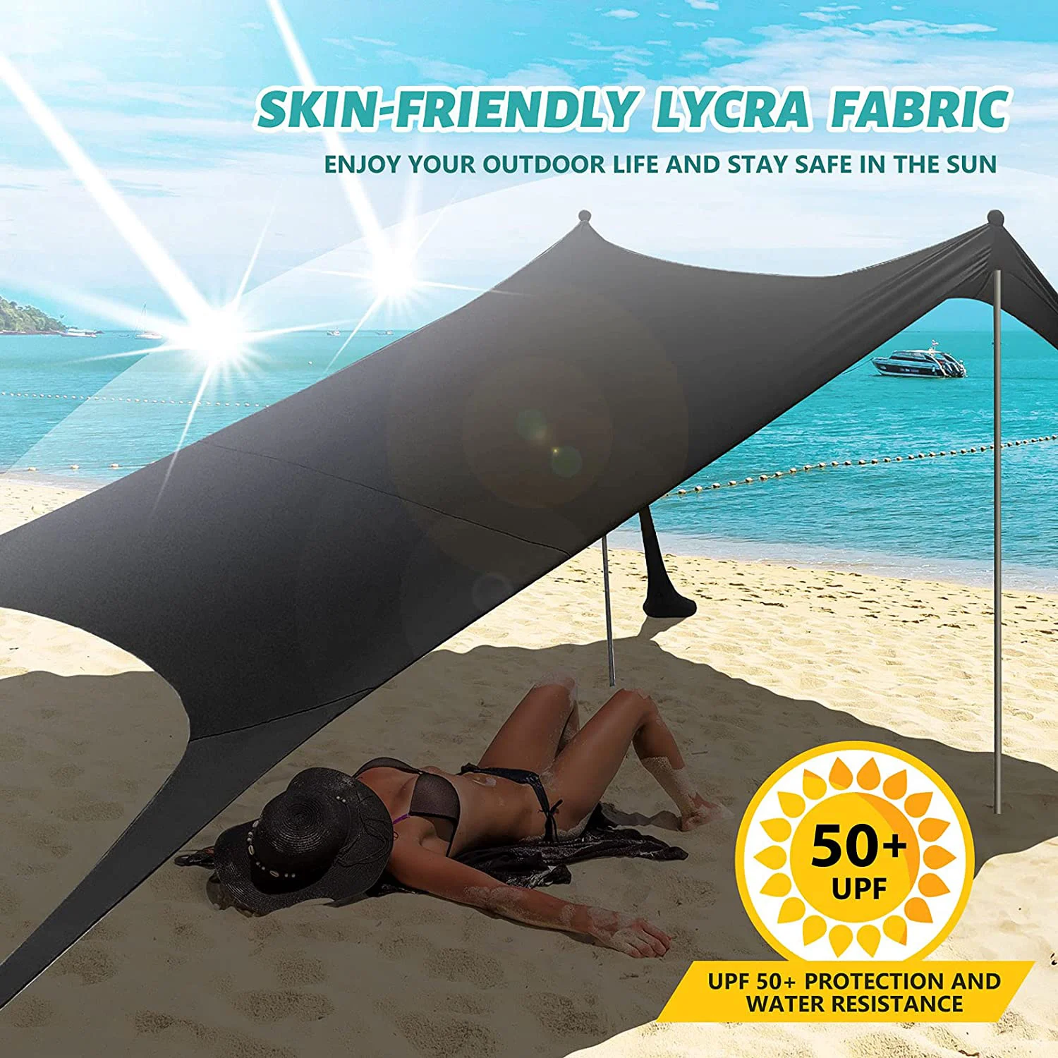 Easy Pop Up Anti-Wind Sun Beach Tent Lycra Material Shade Canopy With Carry Bag Convenient For Outdoor