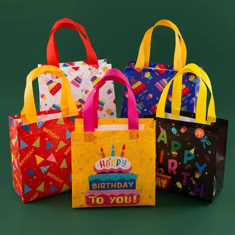 Custom Logo Recycled Eco Non-woven Tote Bags Fabric Gift Package Kids Child Waterproof Storage Reusable Pouch Party Favors