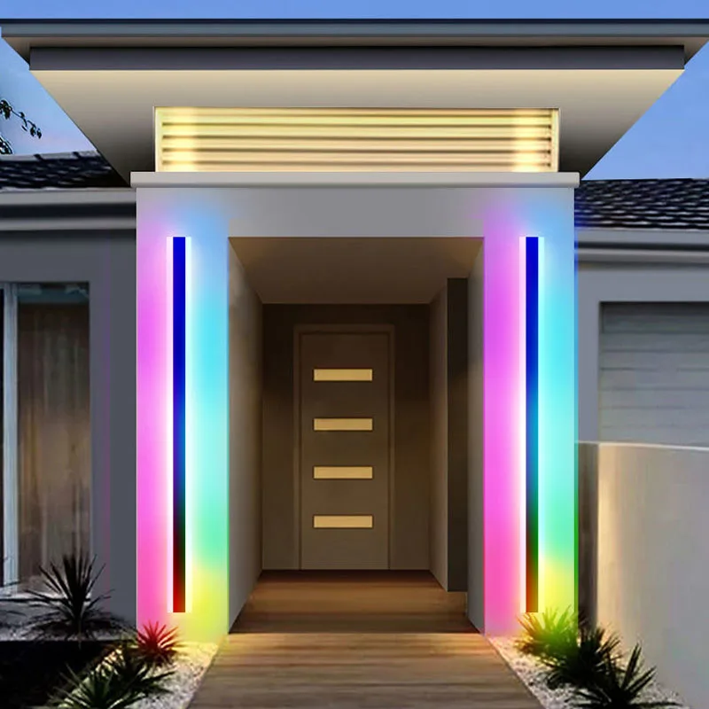 Прямая поставка комнатное и уличное светодиодное бра RGB RGBW линейный настенный светильник с длинной полосой для сада крыльца светодиодная длинная настенная