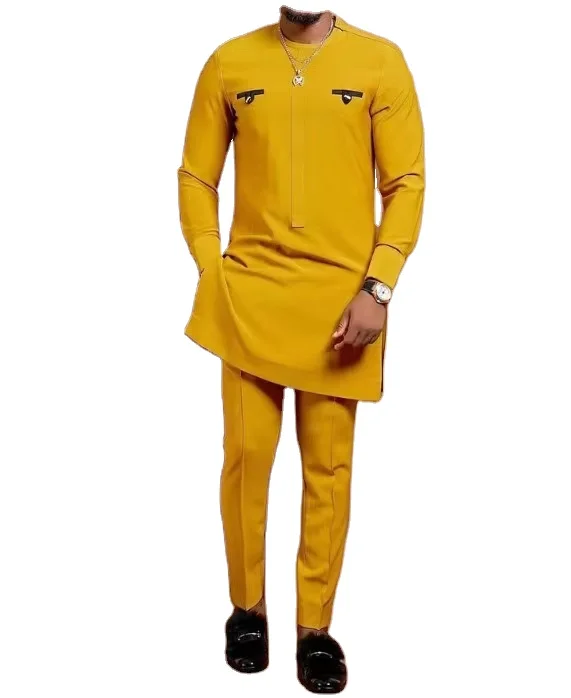 African design 2 Pieces Set of Traditional Africa Men Clothing with Cheap Long Sleeve four seasons Polyester OEM Service