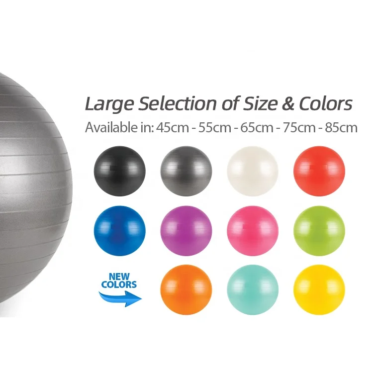 45cm 55cm 65cm 75cm 85cm 95cm Custom Logo Pilates Exercise Yoga Ball with Pump