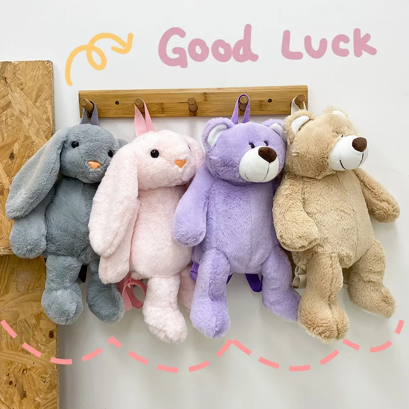 New Arrivals Little Bear Soft Plush Toy Backpack Bear Cartoon Doll Rabbit Fashion Casual Backpack School Bags Girls