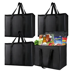 Extra large heavy duty custom logo reusable tote food delivery bag, grocery thermal shopping bag insulated cooler bag