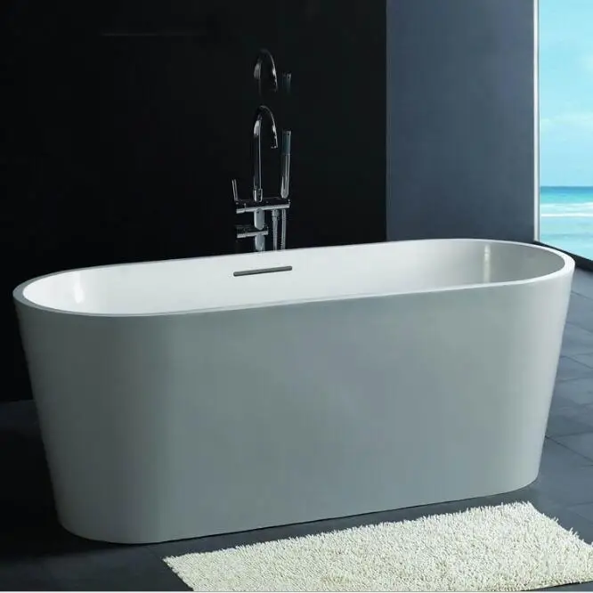Thin edge 2 Person Freestanding White  Acrylic Rectangle Shape Big Baths for Sale straight Bathtub