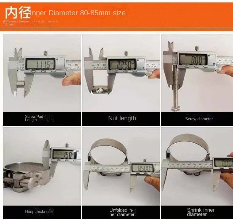 High Torque Hose Clamps 304 Stainless Steel Tube Clips Heavy Duty T-Bolt Clamps