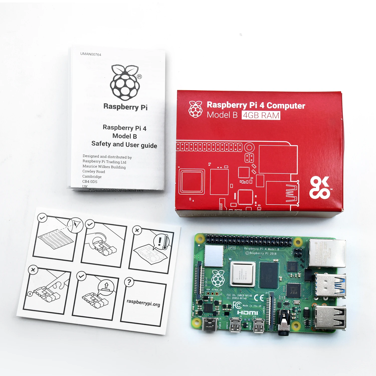 Raspberry Pi 4 Model 4B Development Board BCM2711 Quad-Core Cortex-A72 1.5Ghz 4GB RAM