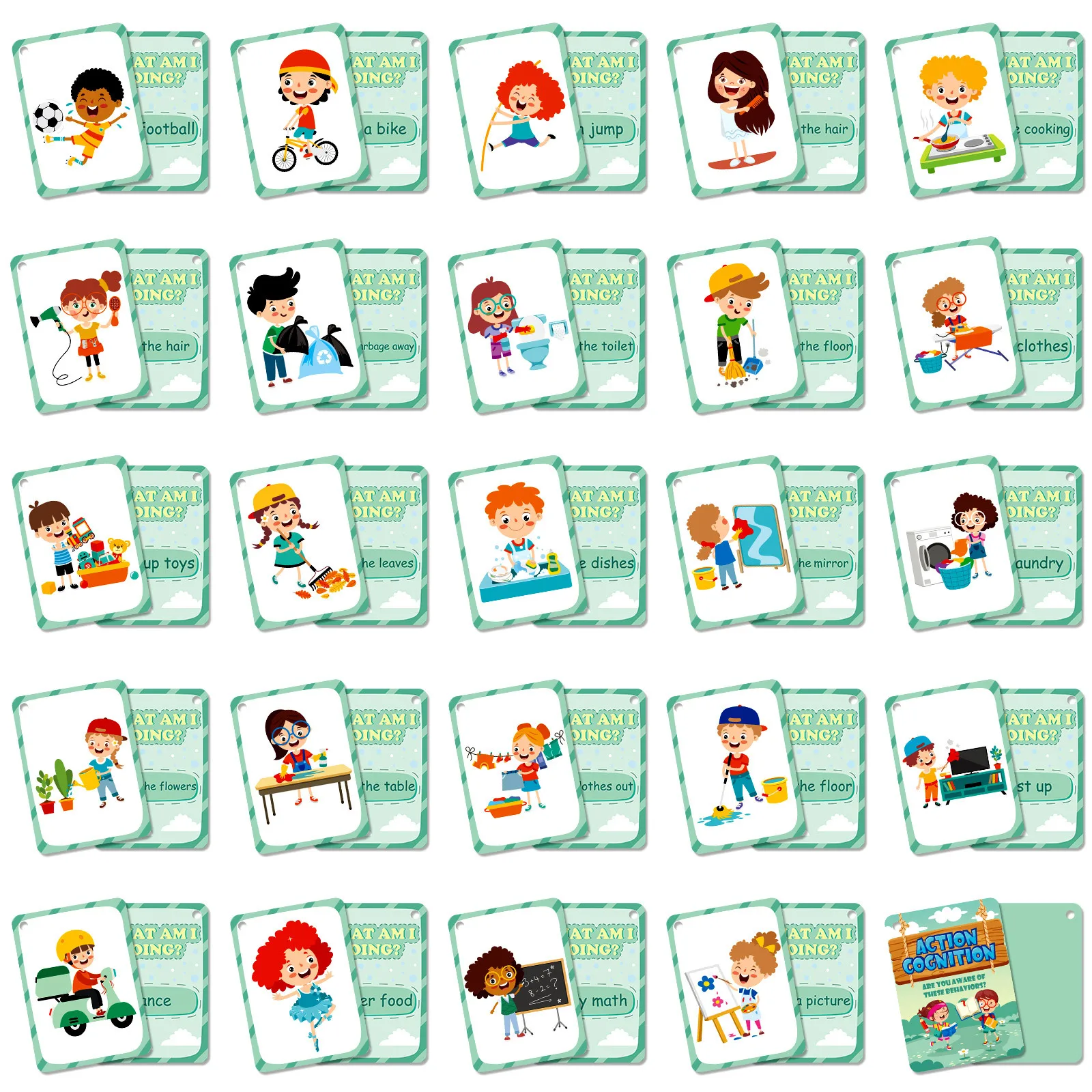 50 PCS Behavioral Cognitive Educational Flash Cards Children Puzzle Early Education Cards Double-sided Fun Puzzle Toy Cards