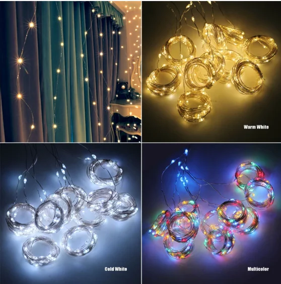 3x3m 300 LED Silver Wire Curtain Lights USB With Remote Fairy Lights String Garland For Home Garden Wedding Party Curtain Decor