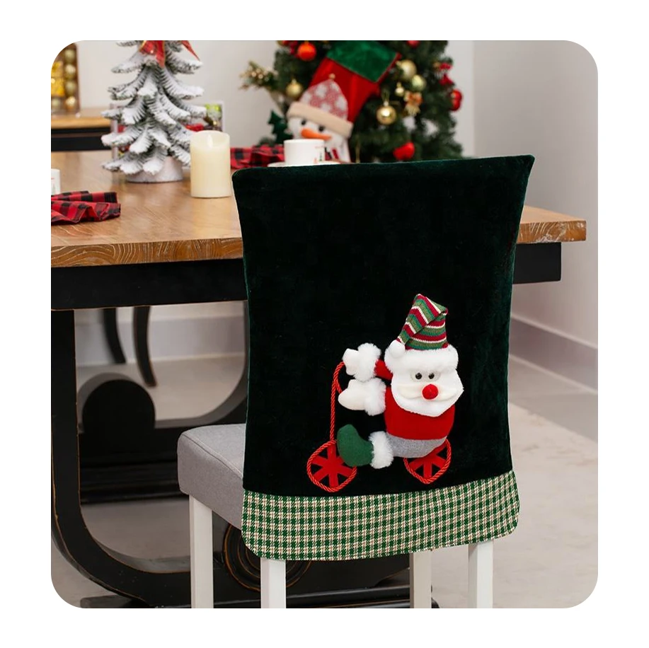 Wholesale Merry Christmas Decorative Custom Chair Cover Chair Santa Pattern Chair Cover