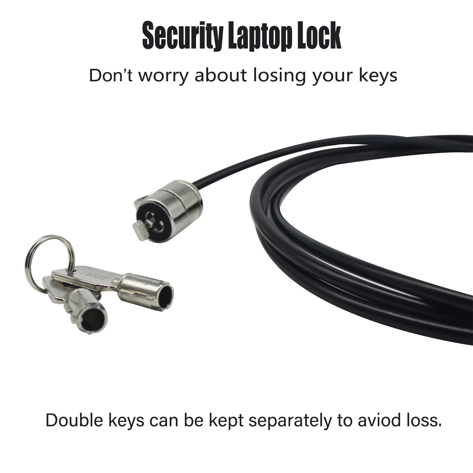 Hot sale zinc alloy computer security cable lock with keys anti-theft steel laptop security lock cable chain for 3x7 slot