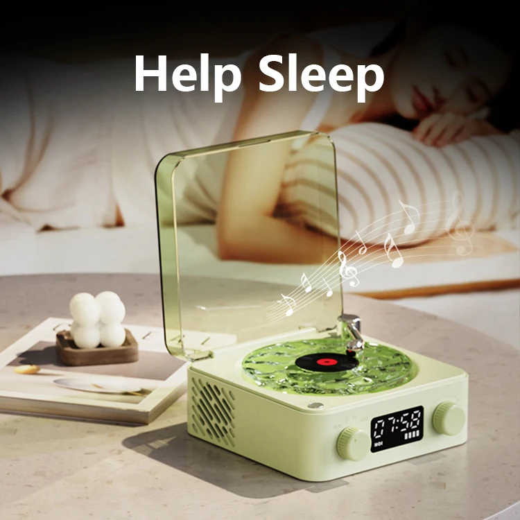 Retro Digital HiFi Speaker Alarm Clock Blue tooth CD Player Portable Color Light Desktop Alarm Clock Speaker Household