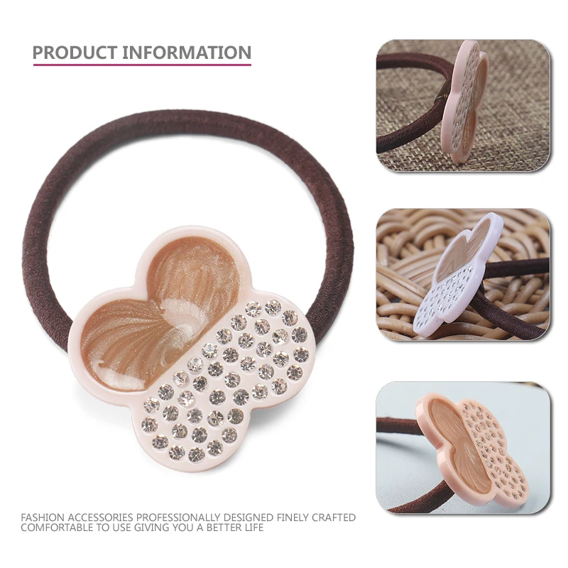 Custom Acetate Kids Hair Bands Cute Star Shape Flower Shape Elastic Hair Bands Rhinestone Steel Hair Ties