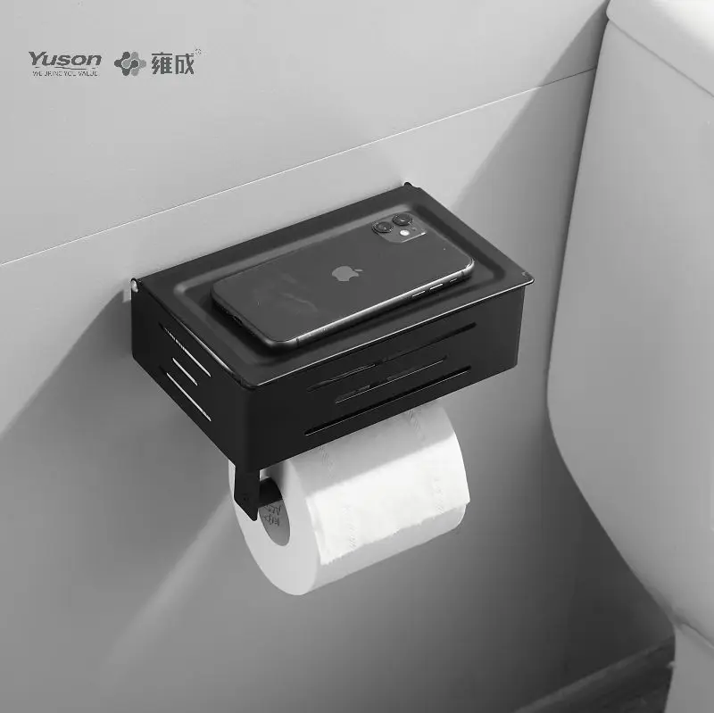 Держатель рулона бумаги Yuson 18786C-MB SUS201 из нержавеющей стали для ванной комнаты с полкой хранения кухни